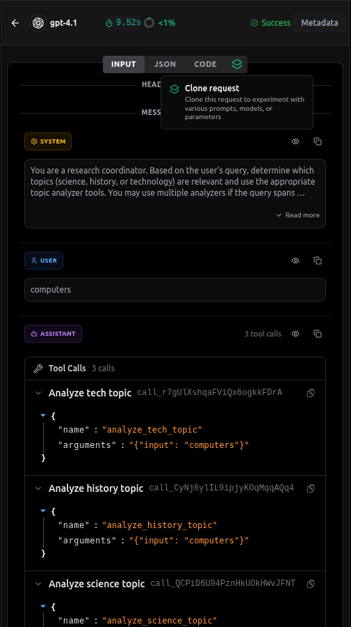 Cloning a LLM request